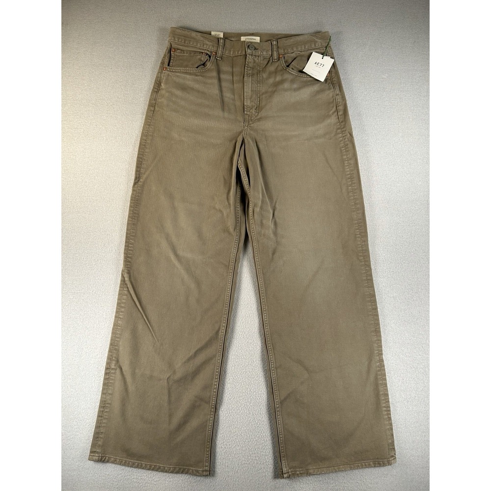 AE77 American Eagle Stovepipe Jeans Womens 14 Taupe Beige NWT 31" inseam